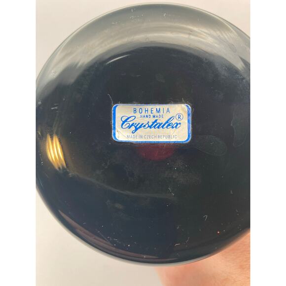 VTG Crystalex Deep Amethyst Bohemian Czech Crystal Vase Painted Flowers 8.5" Tal - Picture 9 of 11